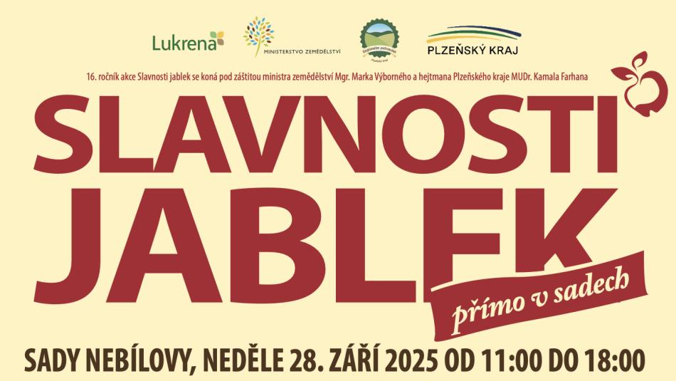 Slavnosti jablek v Nebílovech nabídnou bohatý program, farmářské dobroty i soutěž o nejlepší moučník